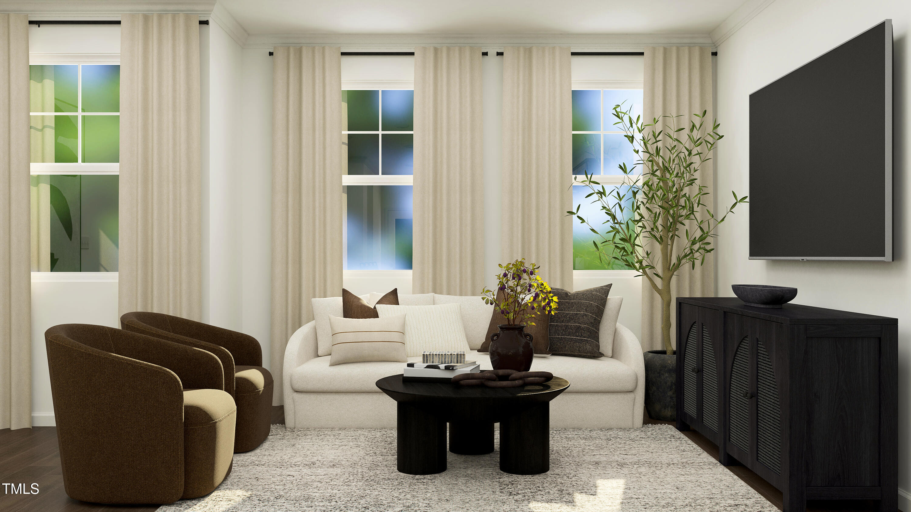 3606 Elm Grv Lane Raleigh, NC 27604 - Photo 6 of 23 a living room with furniture and a flat screen tv