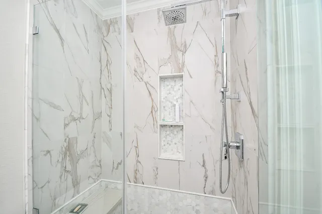 a bathroom with a shower