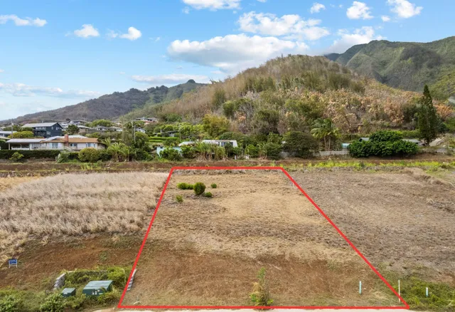 a view of a town with mountains in the background