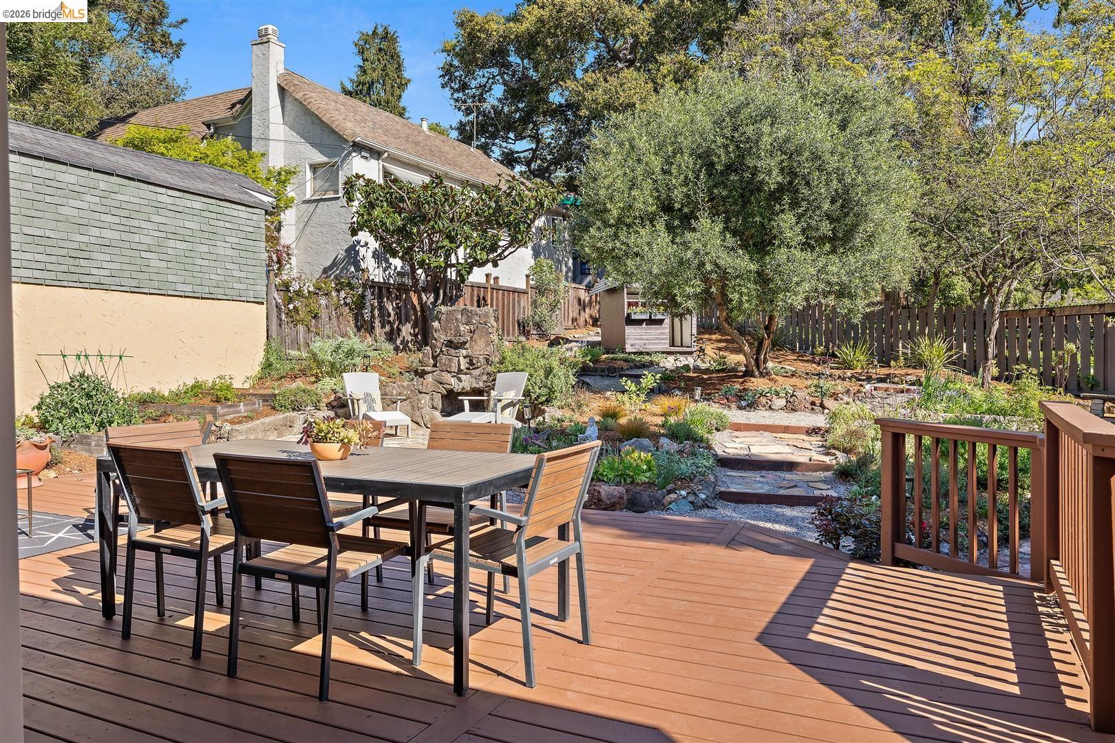 1950 Hopkins Street Berkeley, CA 94707 - Photo 19 of 57 a view of a roof deck with table and chairs and wooden floor