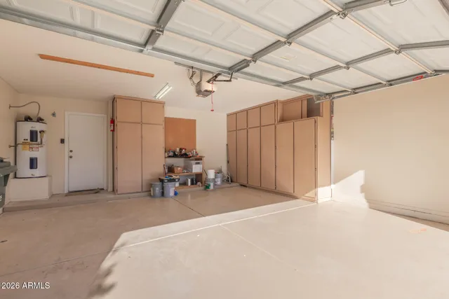 a view of a bed in a room