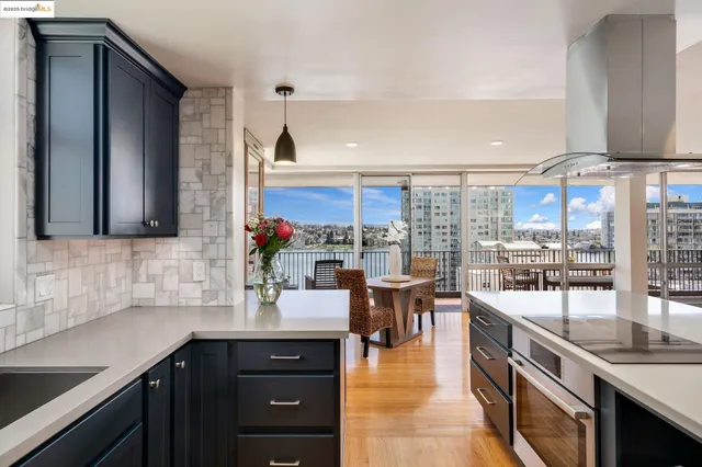 a kitchen with lots of counter top space
