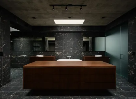 a bathroom with a sink a toilet a mirror and shower