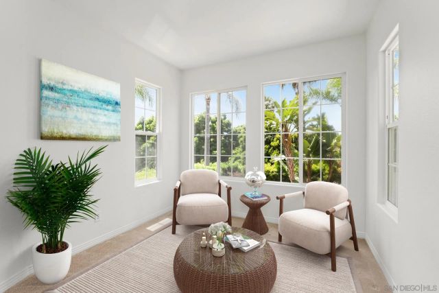 an aerial view of a house with yard