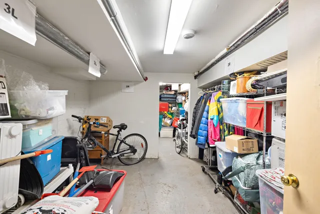 a view of a storage with bicycles