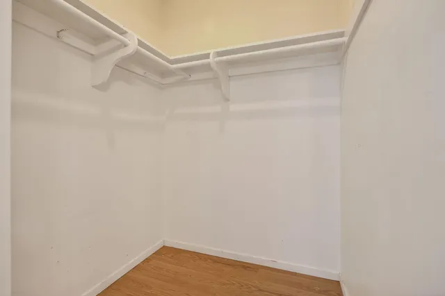 a view of an empty walk in closet