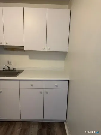 a room with cabinets