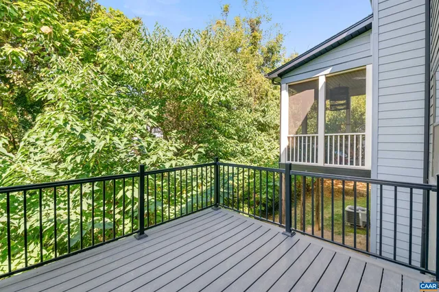 a view of a wooden balcony