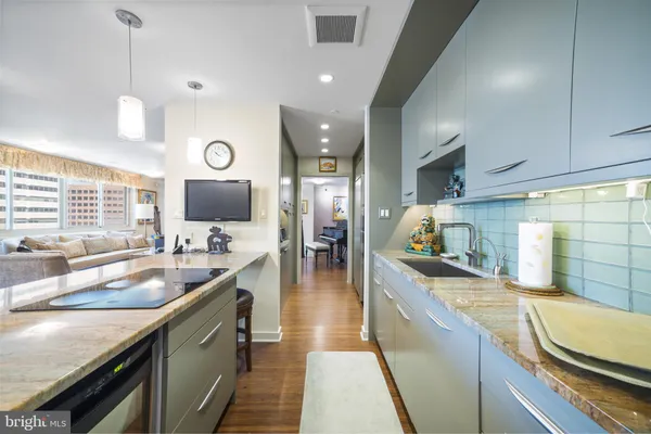 a view of a refrigerator in the kitchen