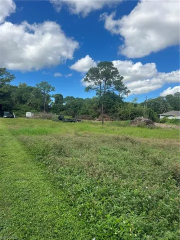 a view of a green field with clear sky