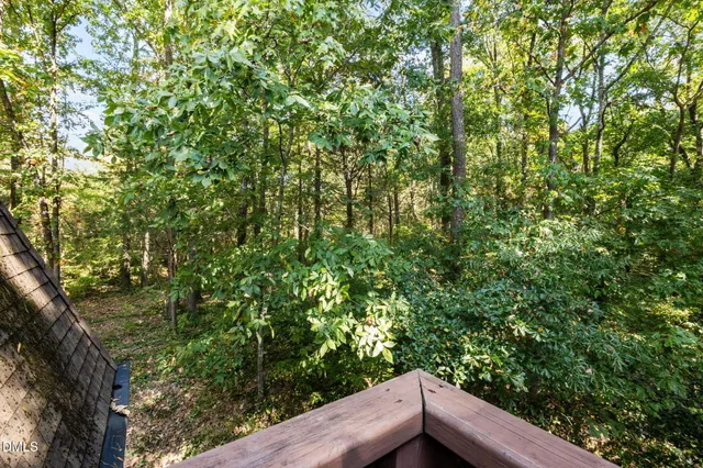 a view of a balcony with door