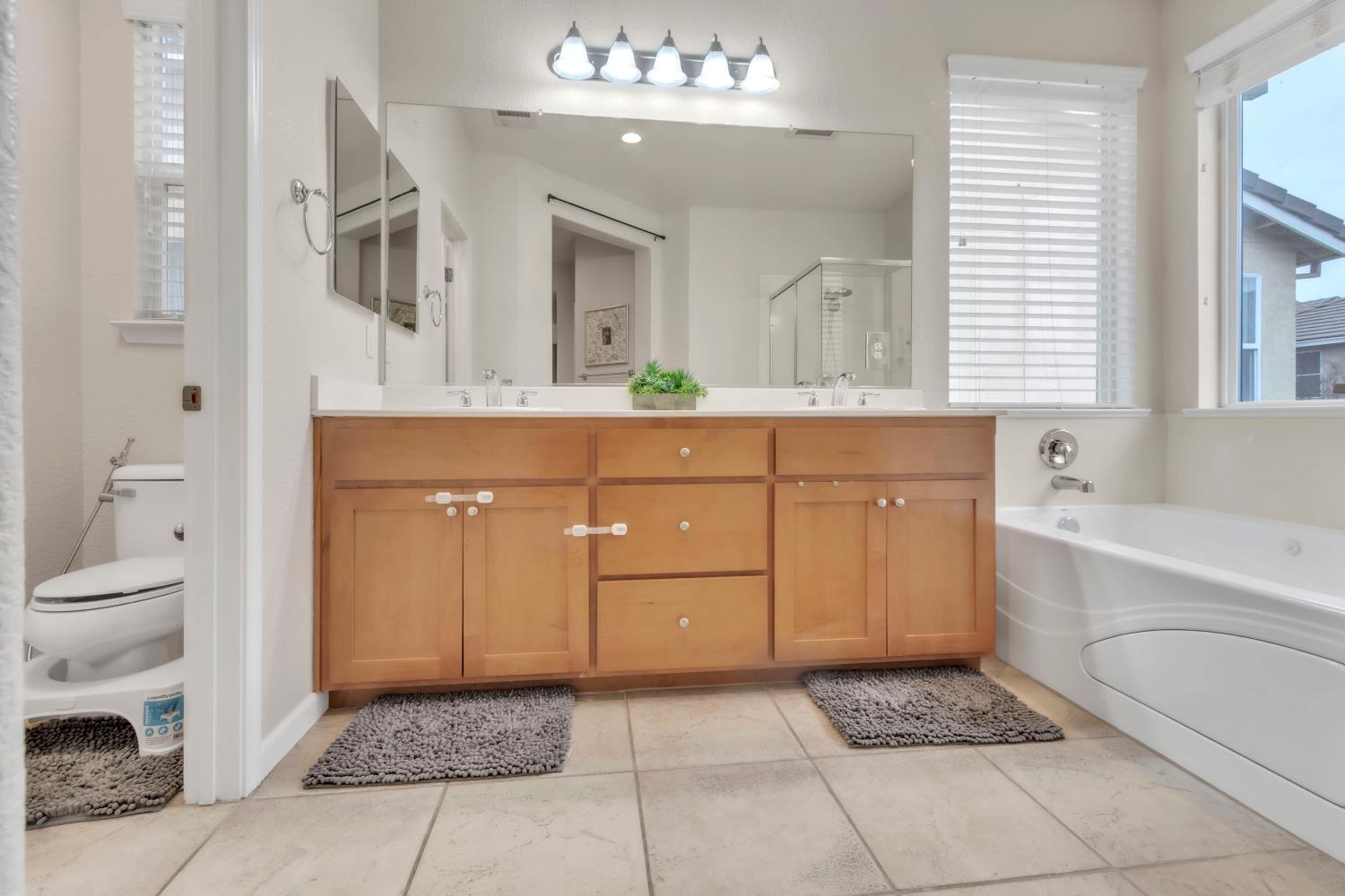 2993 Essie Place Modesto, CA 95355 - Photo 27 of 44 a bathroom with a sink a vanity and a mirror