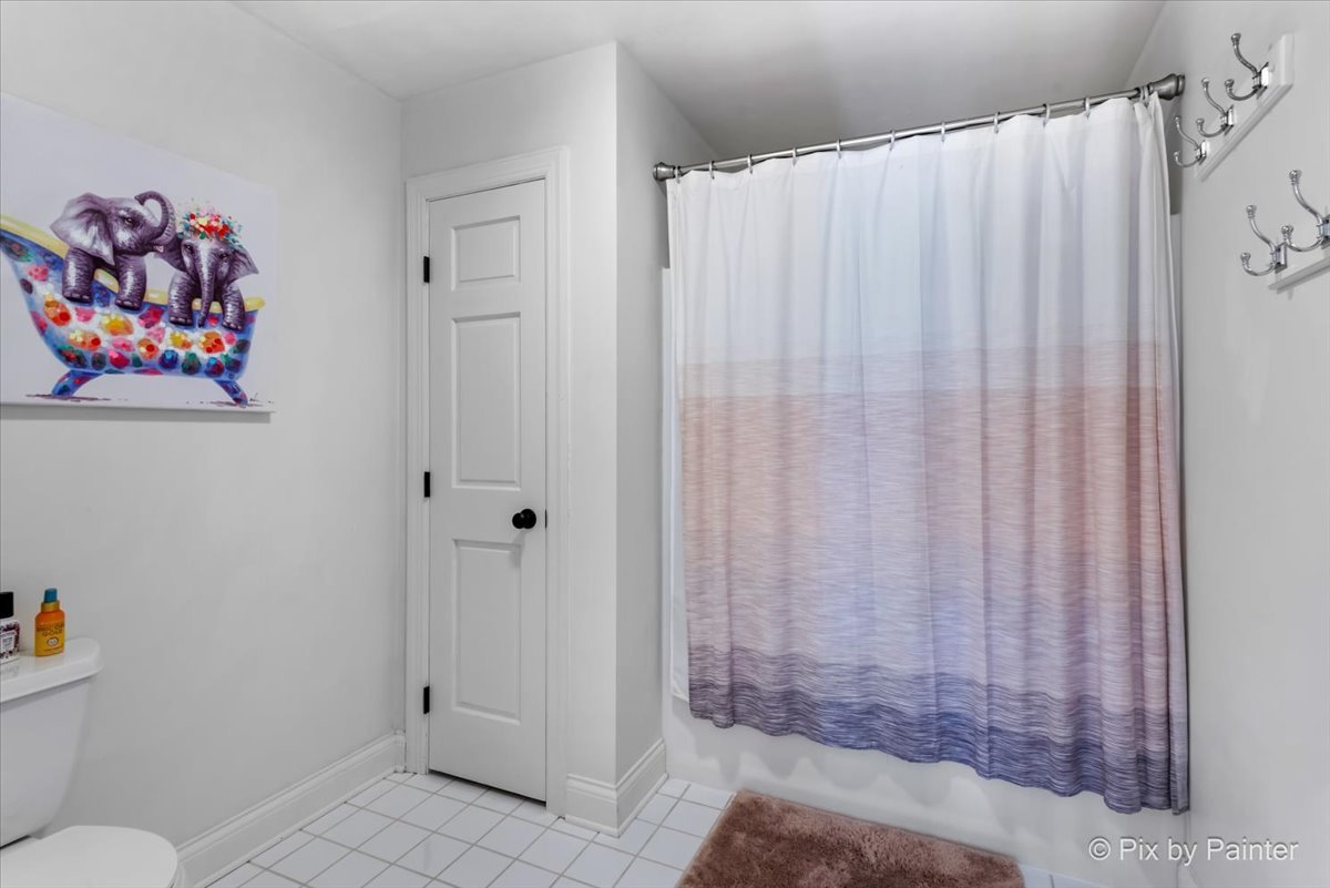 36W575 Bristol Road St. Charles, IL 60175 - Photo 36 of 58 a bathroom with a shower curtain and a toilet
