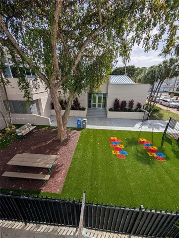 a view of a backyard with swimming pool