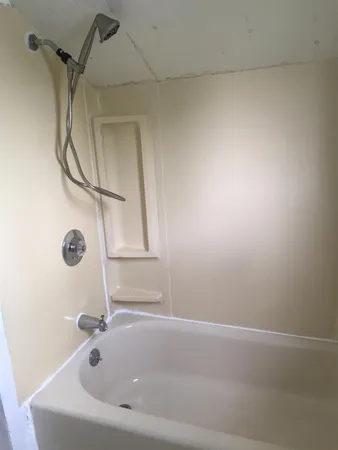 a bathroom with a tub