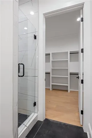 a bathroom with a shower