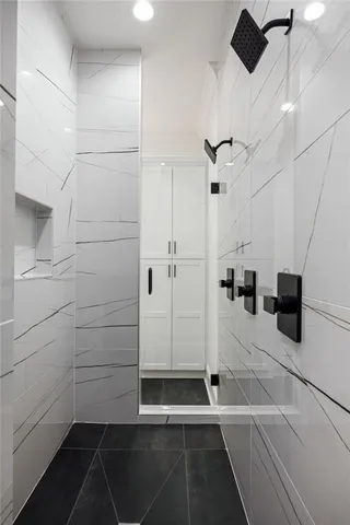 a bathroom with a shower