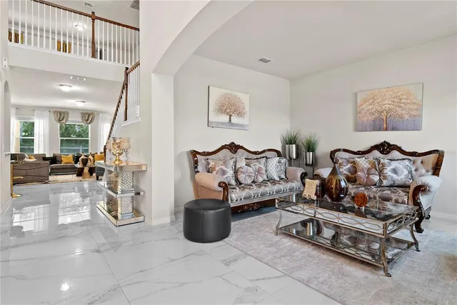 a living room with furniture