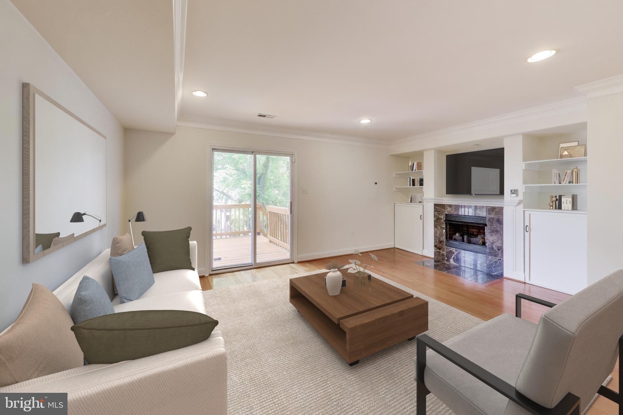 429 Shepherd Street Northwest, Unit 1 Washington, DC 20011 - Photo 16 of 41 Family Room w/Access to Deck - Virtually Staged