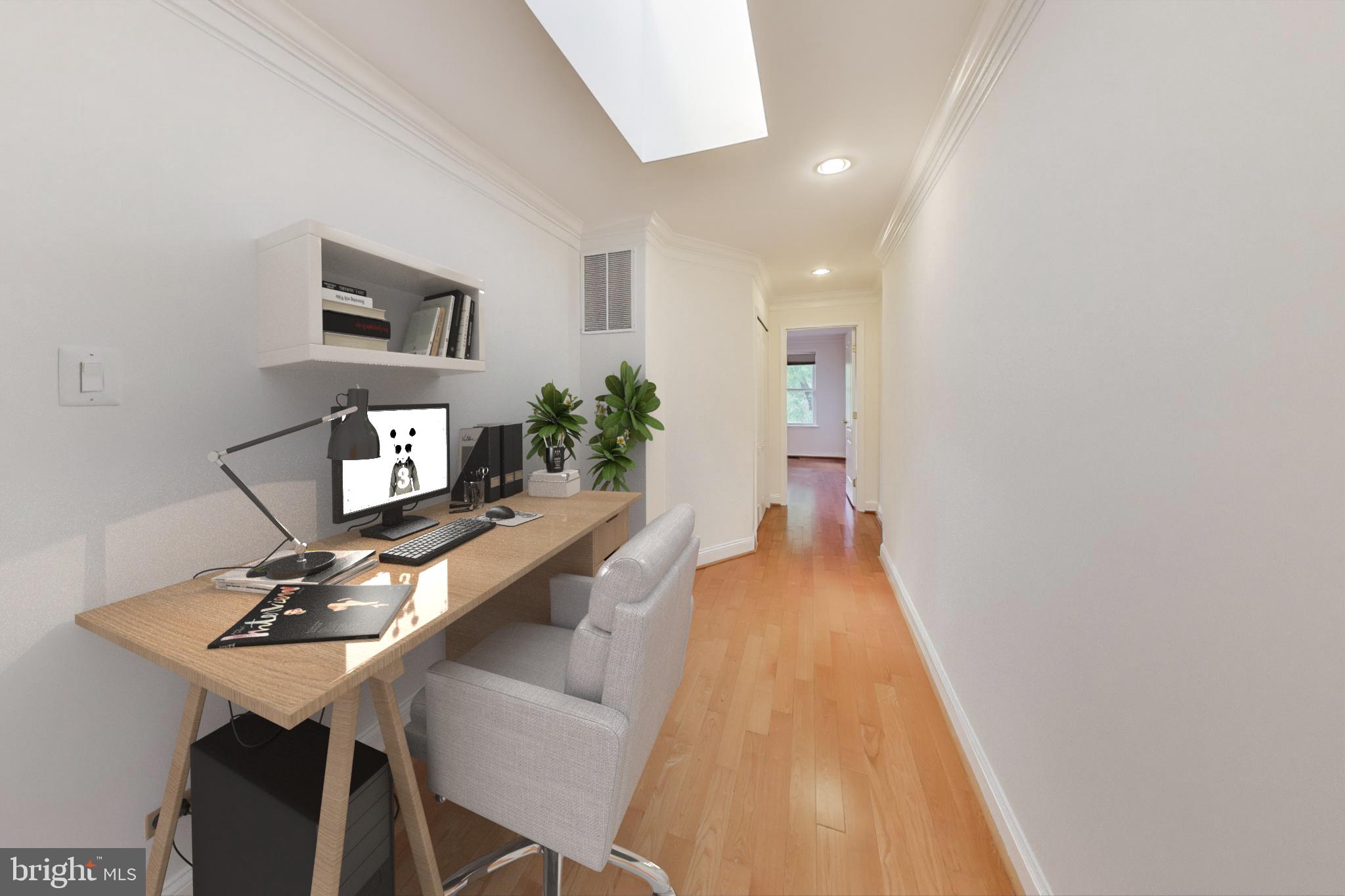 429 Shepherd Street Northwest, Unit 1 Washington, DC 20011 - Photo 23 of 41 Hallway Loft/Ofc Area w/Skylight-Virtually Staged