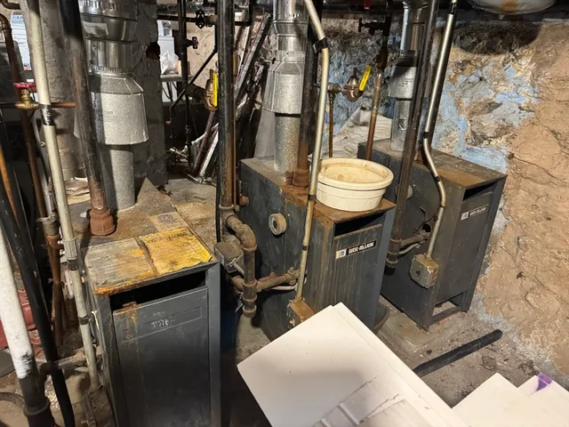 a close view of water heater room