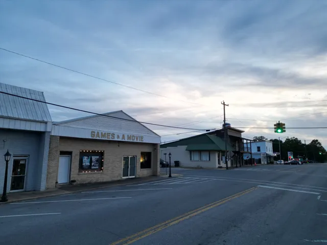 a view of a car park next to a road