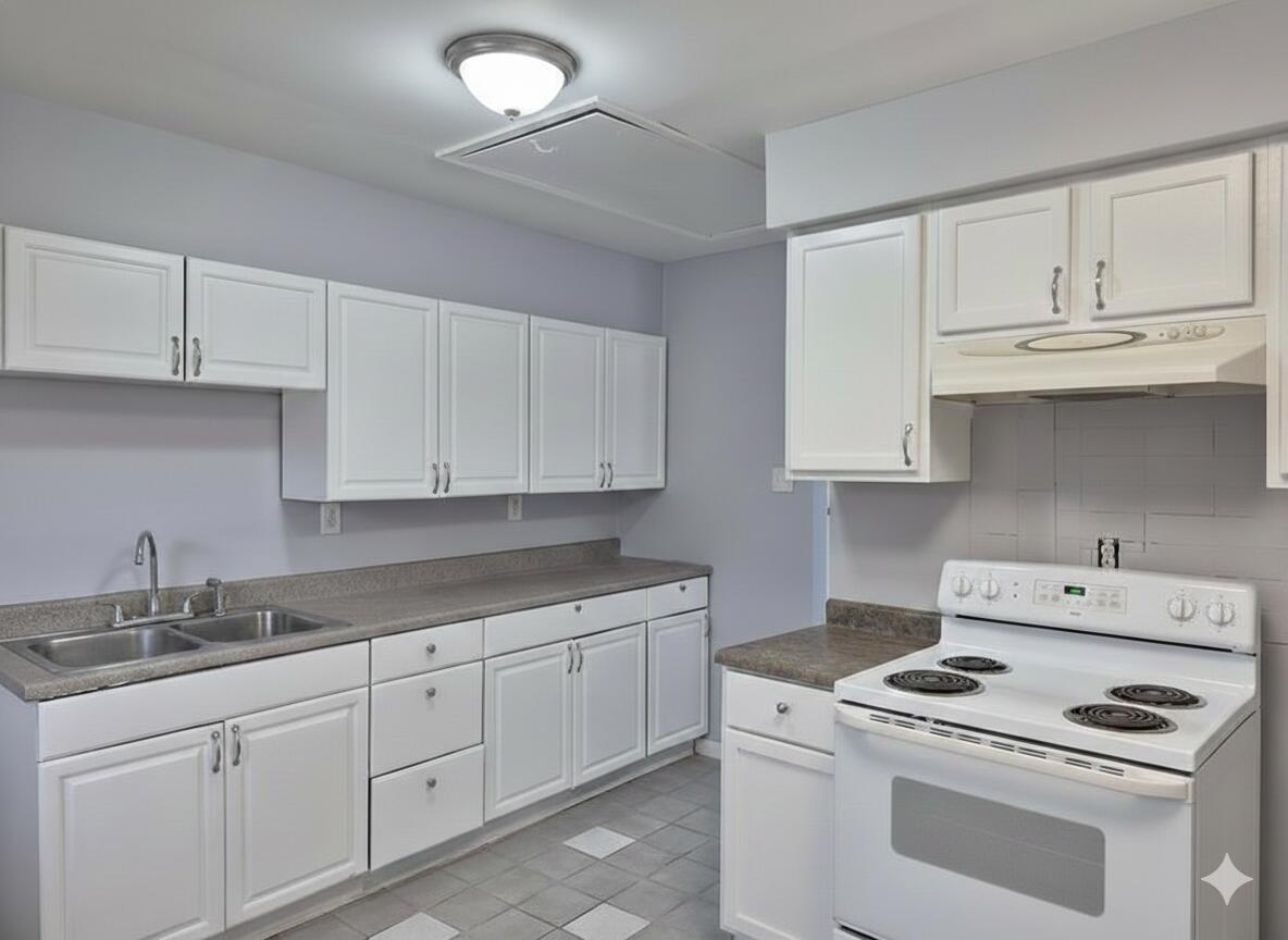 3326 Delaware Street Gary, IN 46409 - Photo 2 of 13 a kitchen with white cabinets and white appliances