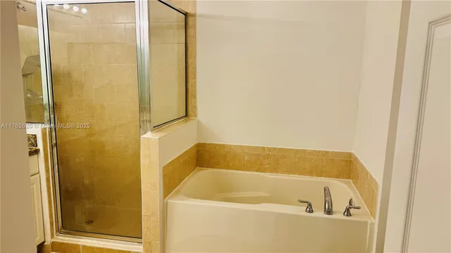 a bathroom with a bathtub