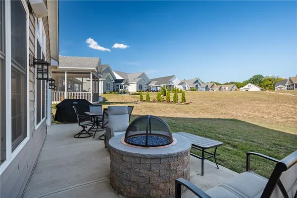 a view of a terrace with chairs