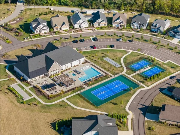 an aerial view of a house