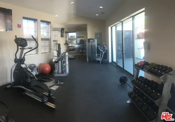 a room with gym equipment