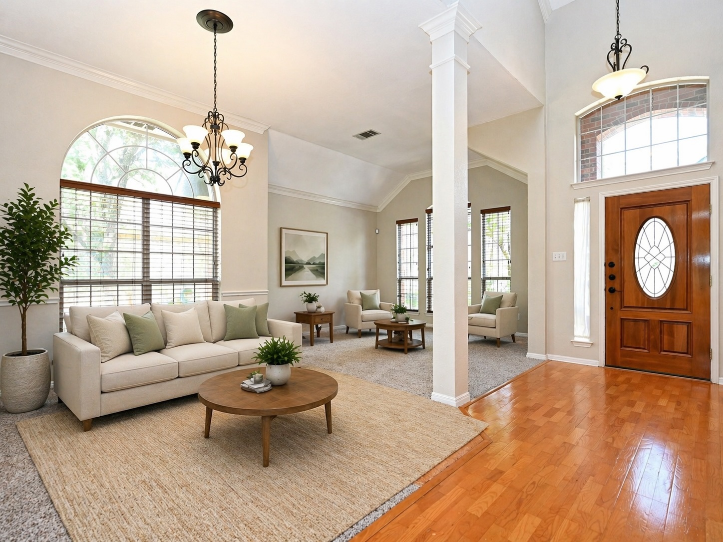 11017 Rio Vista Drive Austin, TX 78726 - Photo 5 of 38 Virtually-staged: Entryway with wood-finish flooring transitioning to carpeted living areas