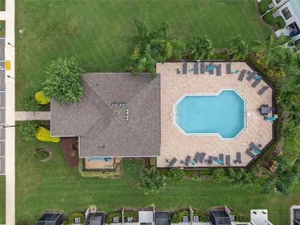 an aerial view of a house