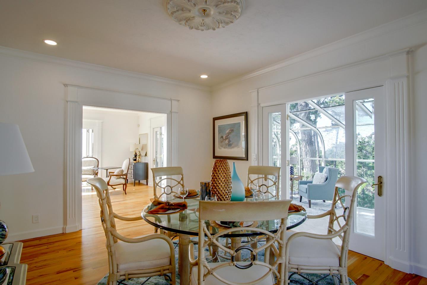 21 Mentone Road Carmel, CA 93923 - Photo 27 of 80 a view of a dining room with furniture window and outside view