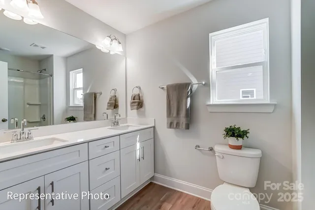 a bathroom with a toilet a sink and mirror