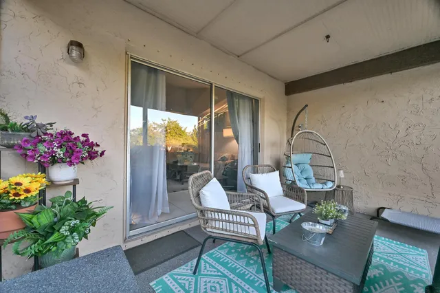 a outdoor living space with furniture