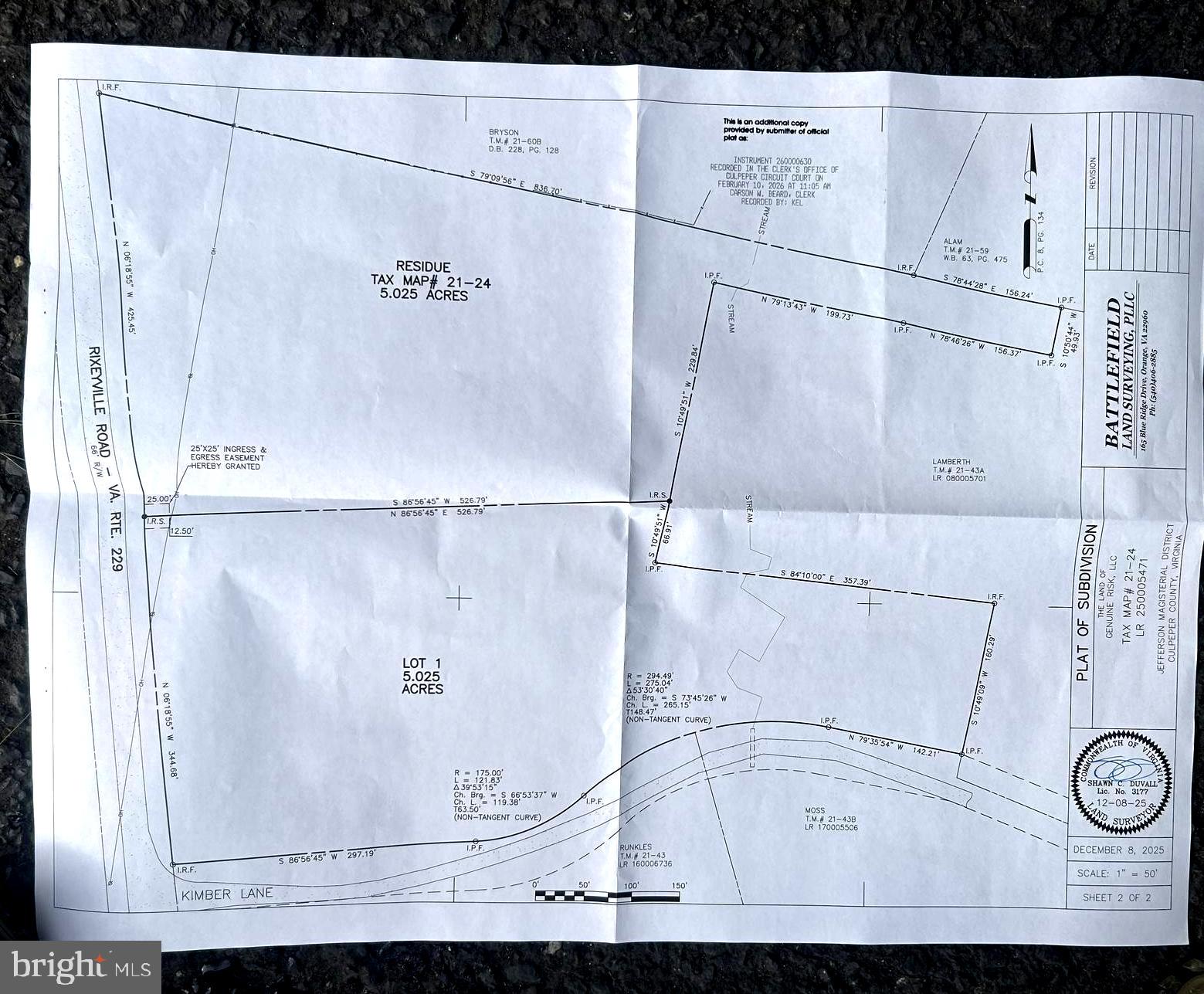 Lot 2 Rixeyville Rd Route Culpeper, VA 22701 - Photo 5 of 7 Approved & Recorded