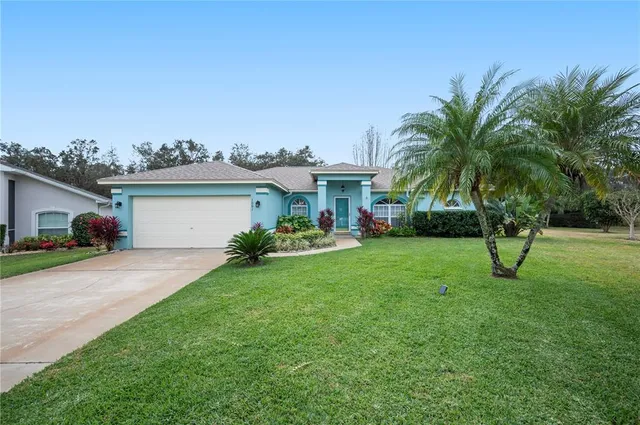a view of a house with a backyard and a tree