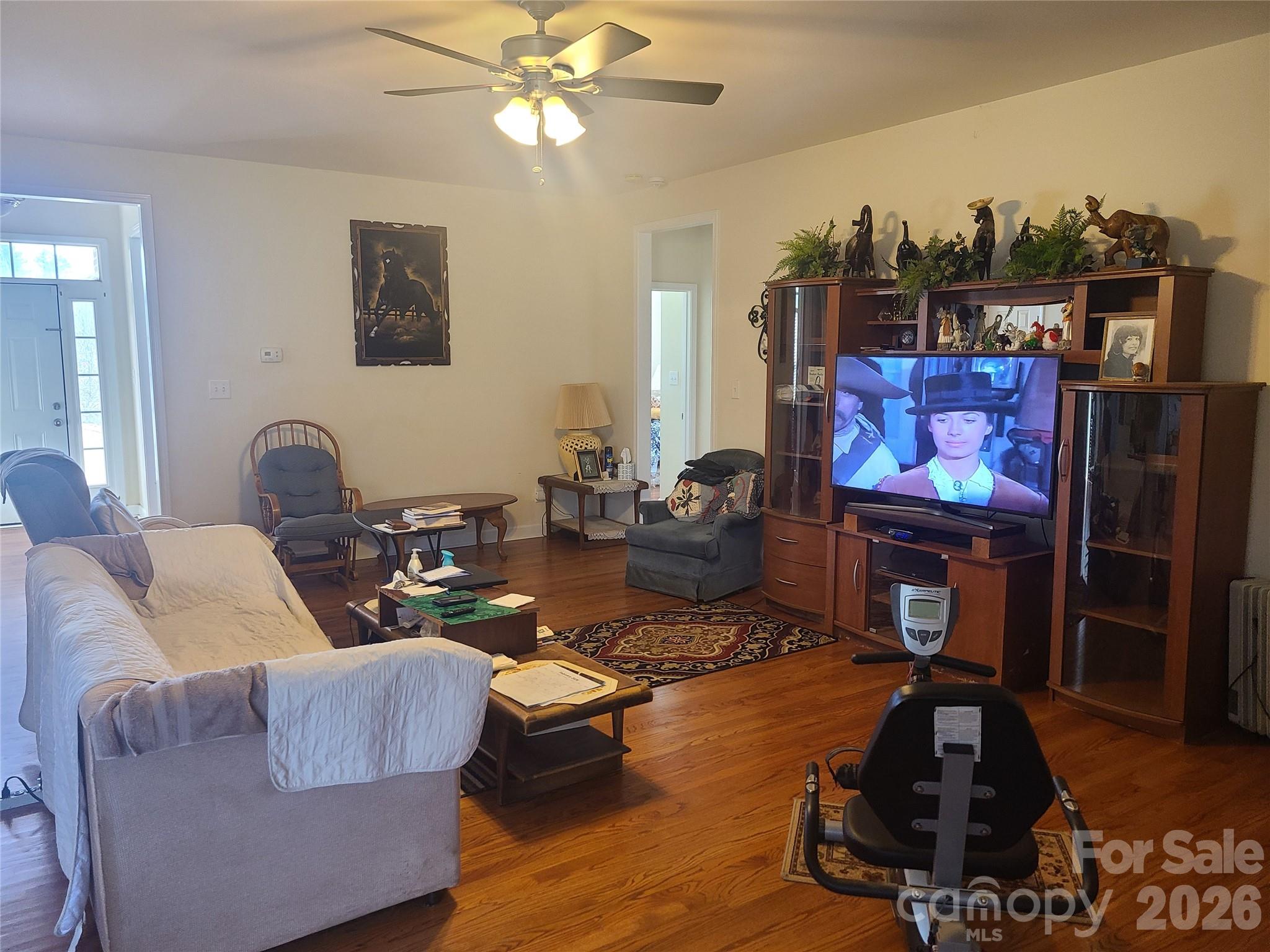1638 Bess Town Road Bessemer City, NC 28016 - Photo 12 of 31 a living room with furniture a flat screen tv and a fireplace