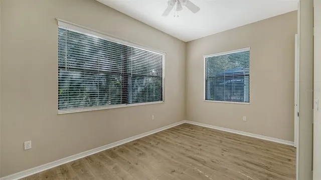 a view of a lake from a yard