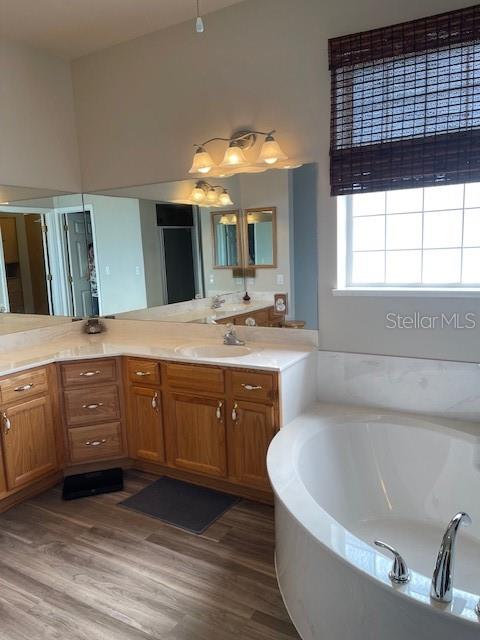 4493 Southwest 102nd Lane Road Ocala, FL 34476 - Photo 22 of 63 a spacious bathroom with a granite countertop sink and a bathtub