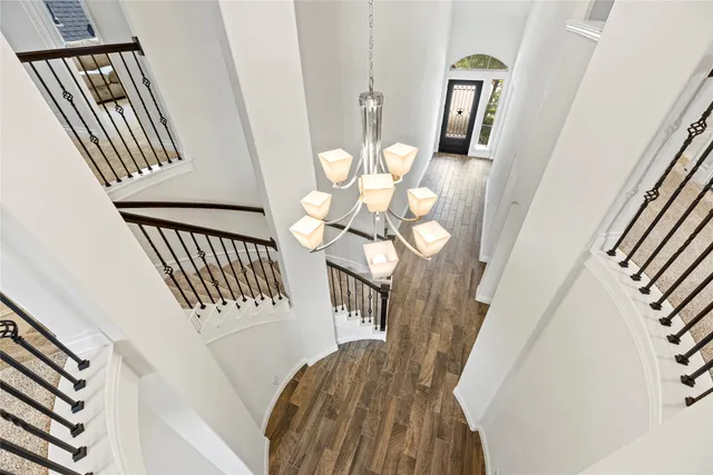 a view of entryway with wooden floor