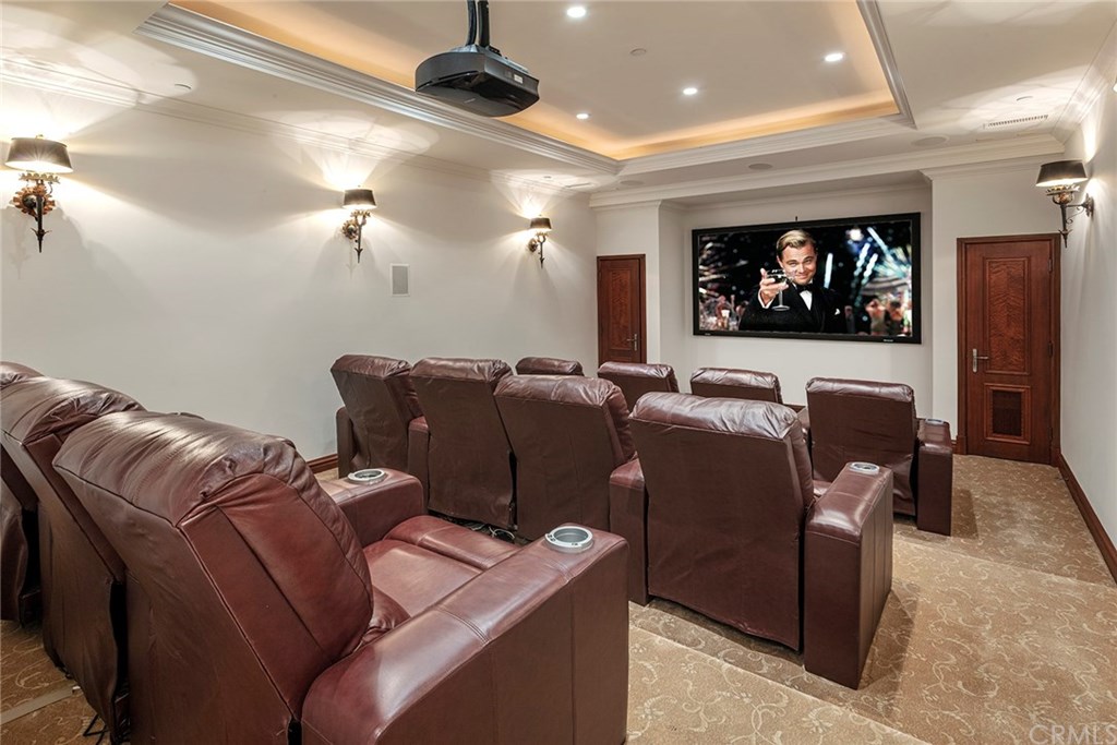 32 Boulder View Irvine, CA 92603 - Photo 49 of 73 a media room with lots of chairs and a projector