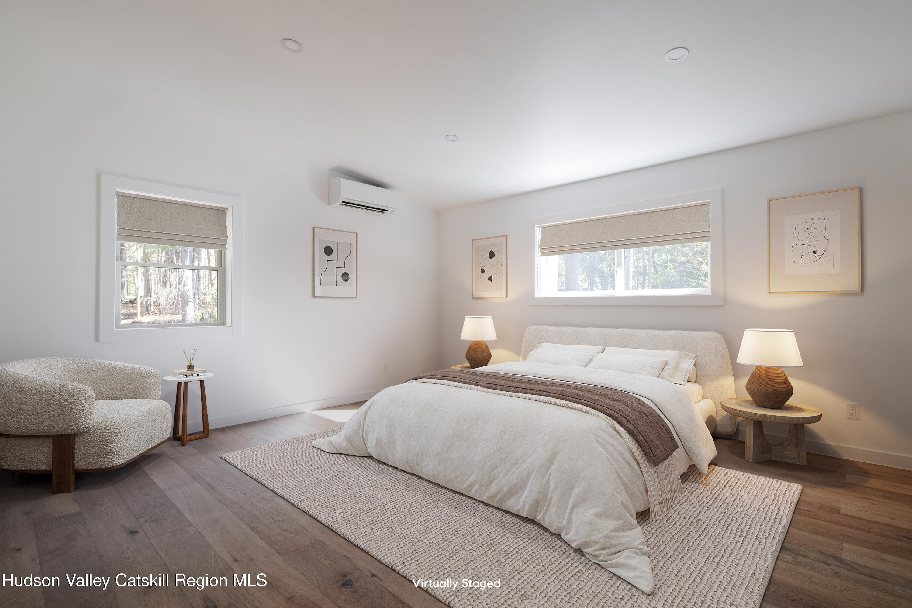 246 South Road Ruby, NY 12475 - Photo 4 of 35 a bedroom with a bed and wooden floor