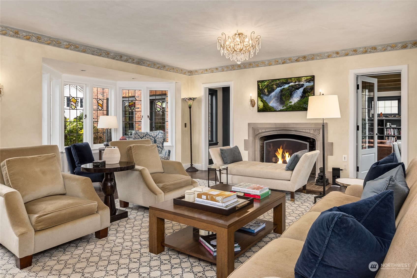 2045 Parkside Drive East Seattle, WA 98112 - Photo 9 of 38 a living room with furniture and a fireplace
