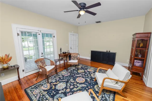 a living room with furniture