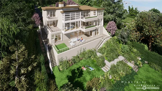 an aerial view of a house