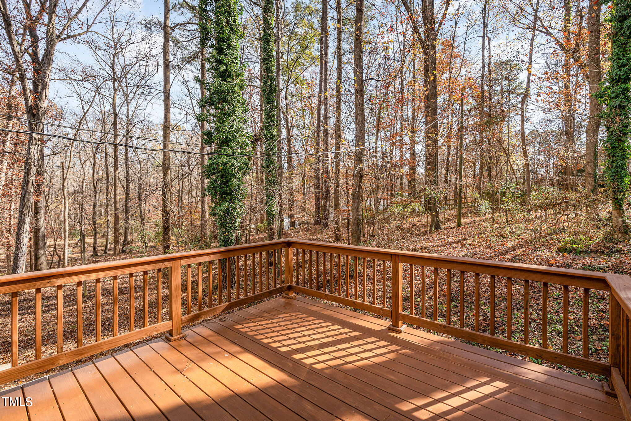 3703 Sandy Ridge Lane Durham, NC 27705 - Photo 34 of 36 a view of balcony with wooden floor and fence