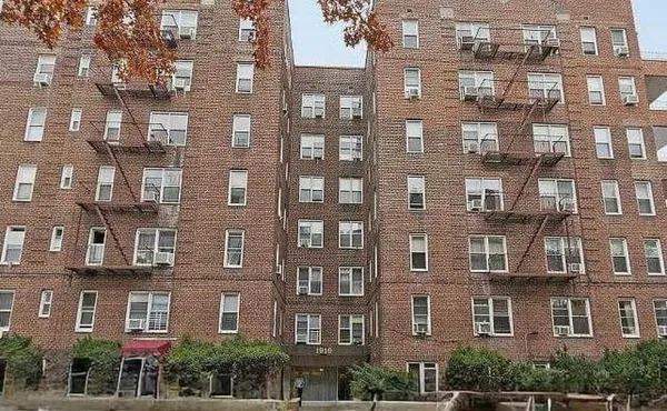 a front view of a multi story building