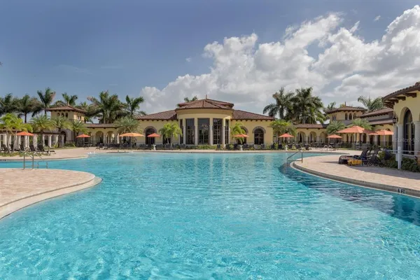 a view of a house with a swimming pool